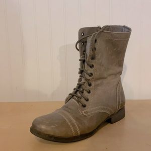 Steve Madden Combat Boots, Leather, Size 8, Olive/Brown